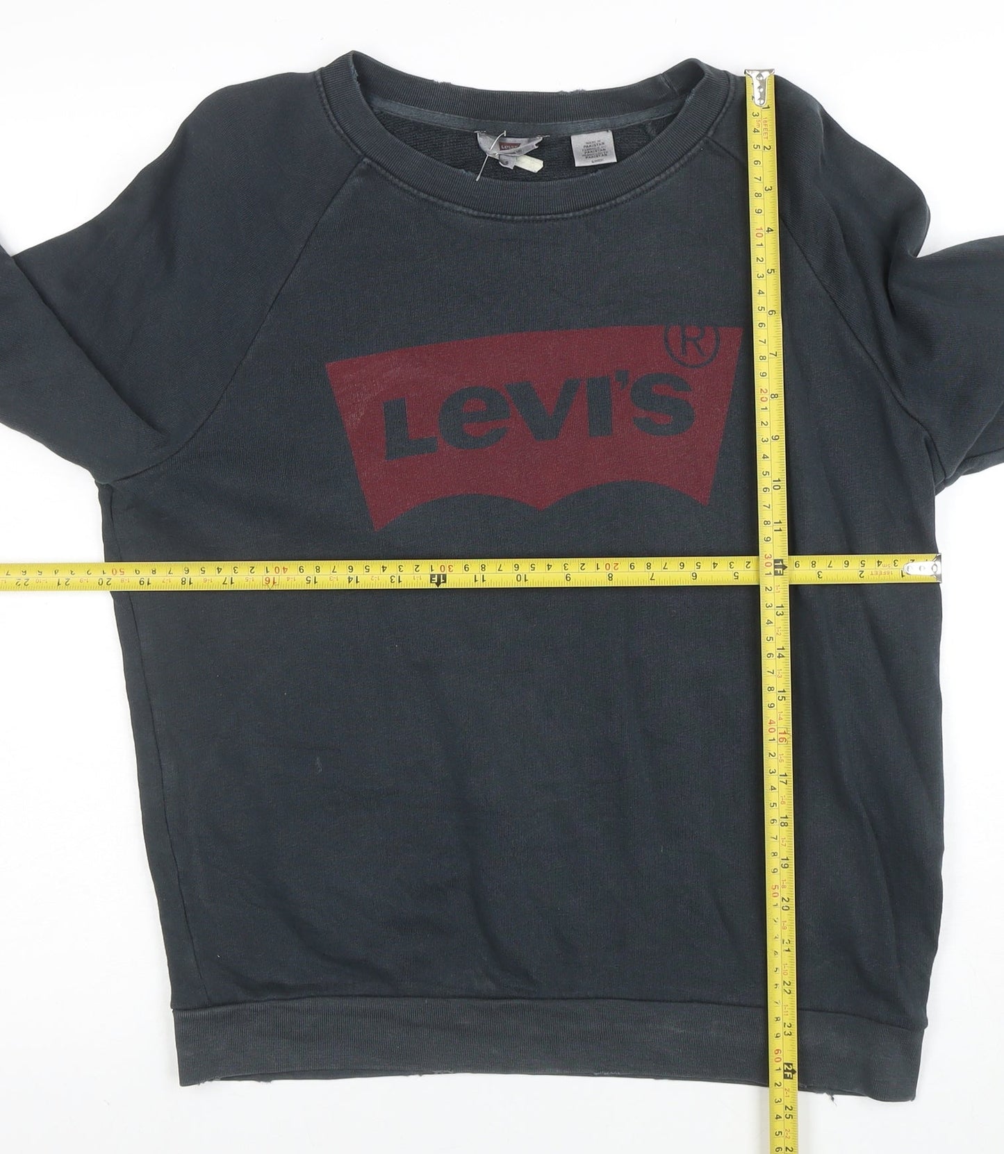 Levi's Men's Black Crew Neck Graphic Logo Pullover Sweatshirt Size S