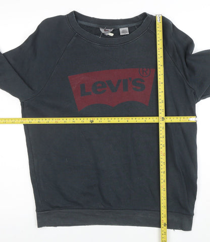 Levi's Men's Black Crew Neck Graphic Logo Pullover Sweatshirt Size S