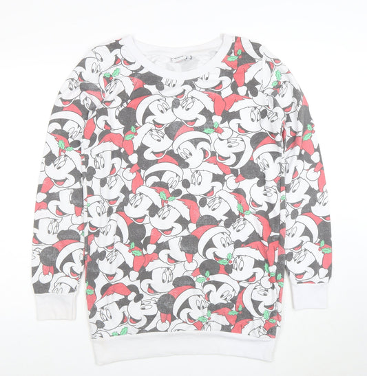 Front view of Disney unisex multicoloured christmas mickey mouse sweatshirt, size 10
