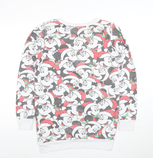 Back view of Disney unisex multicoloured christmas mickey mouse sweatshirt, size 10