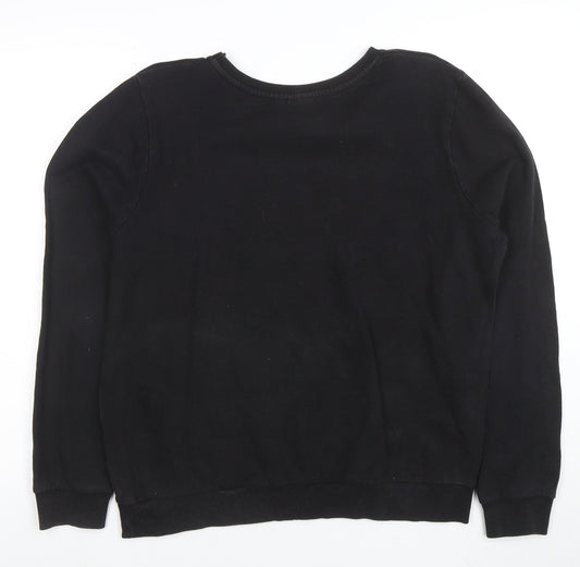 Disney Women Black Mickey Mouse Sequin Sweatshirt Size 14