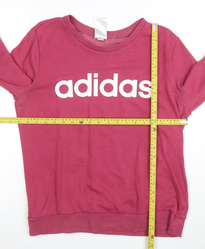 Adidas Womens Pink Cotton Blend Pullover Sweatshirt Size L 16-18