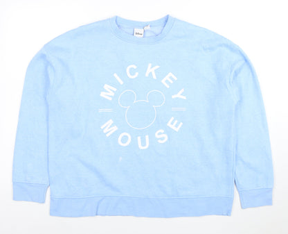 Disney Women Blue Mickey Mouse Pullover Sweatshirt M