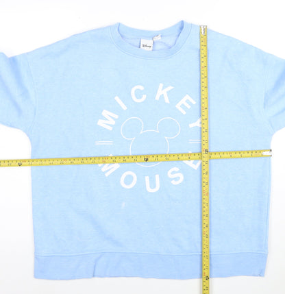 Disney Women Blue Mickey Mouse Pullover Sweatshirt M