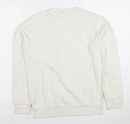 Champion Boys Ivory Large Crew Neck Pullover Sweatshirt with Logo Print