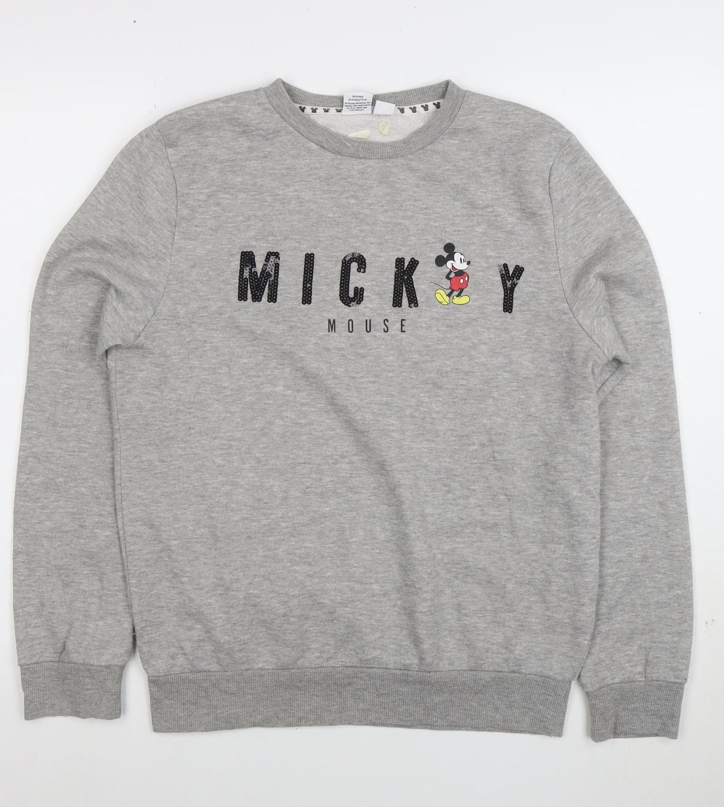 Disney Women Grey Mickey Mouse Sequin Sweatshirt Size S