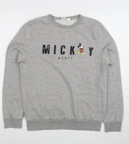 Disney Women Grey Mickey Mouse Sequin Sweatshirt Size S