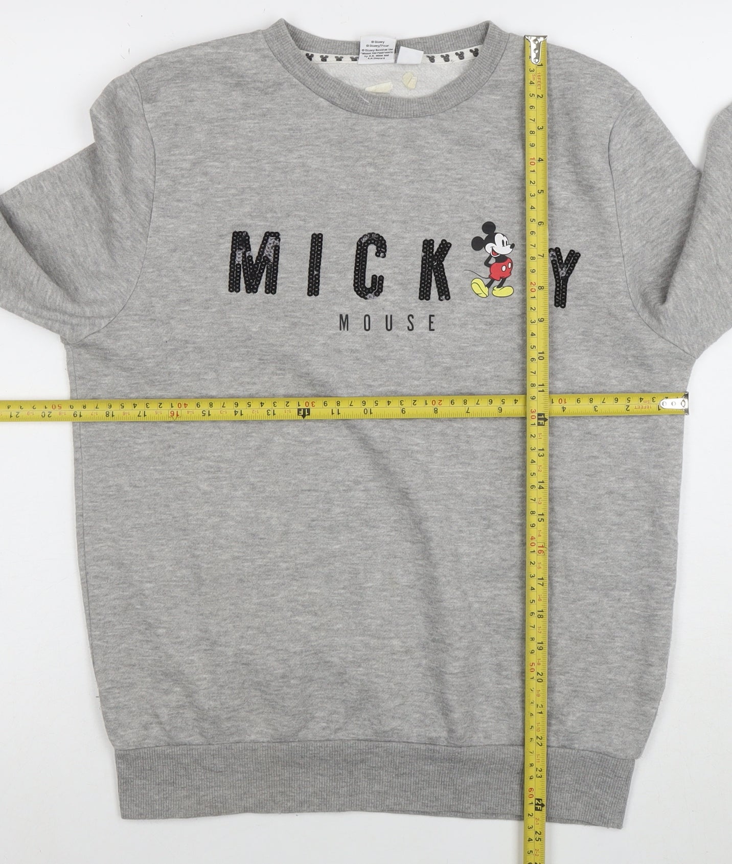 Disney Women Grey Mickey Mouse Sequin Sweatshirt Size S