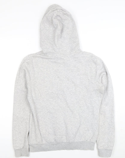 Puma Women’s Grey Pullover Hoodie Small Logo Fleece Lined Casual