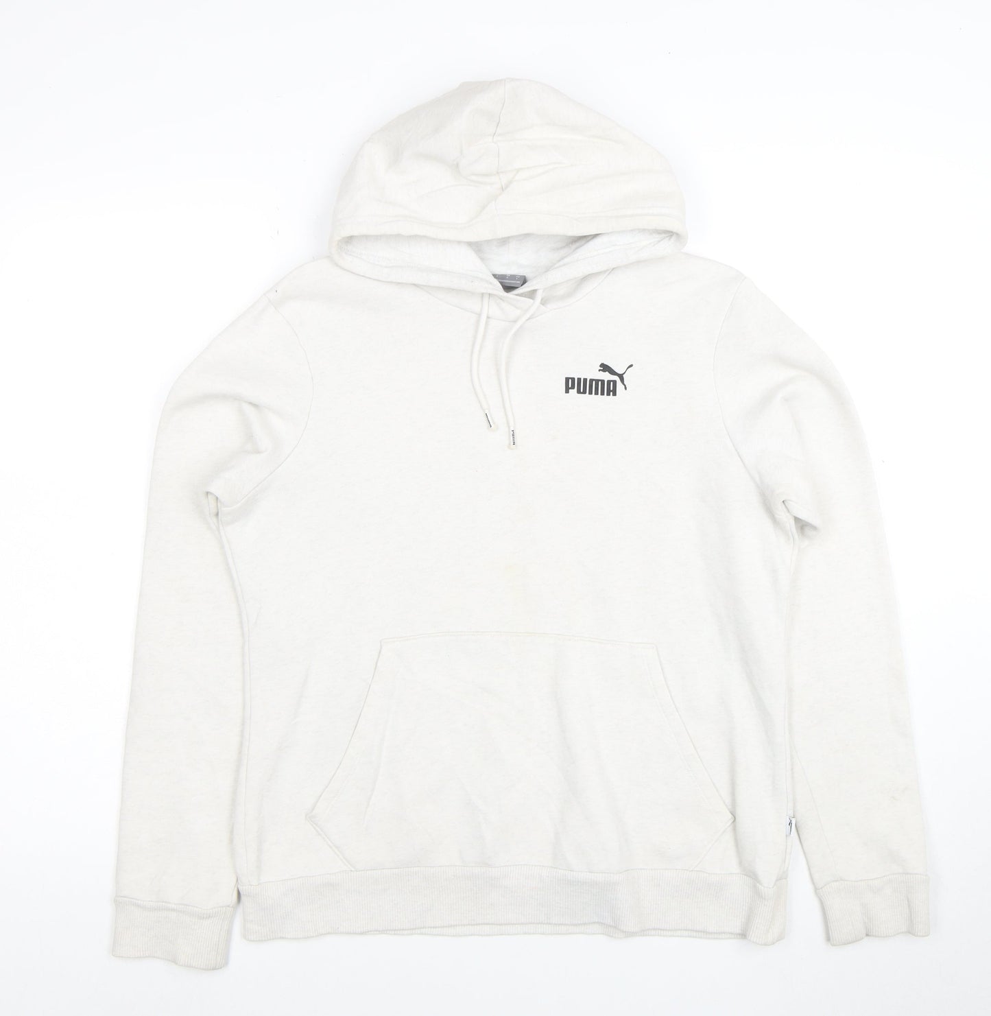 Puma Women White Pullover Hoodie L Cotton Blend Casual