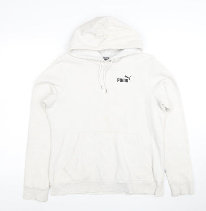 Puma Women White Pullover Hoodie L Cotton Blend Casual