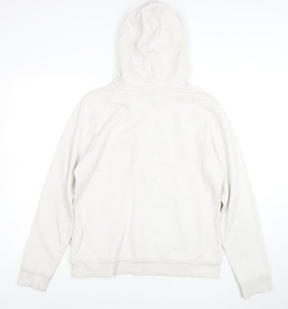 Puma Women White Pullover Hoodie L Cotton Blend Casual