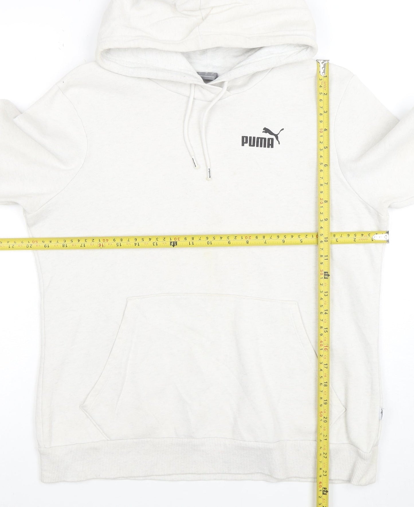 Puma Women White Pullover Hoodie L Cotton Blend Casual