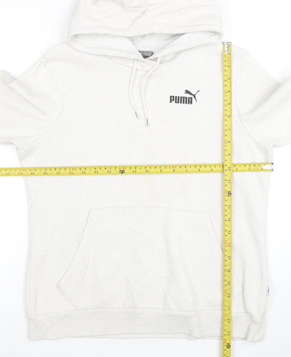 Puma Women White Pullover Hoodie L Cotton Blend Casual