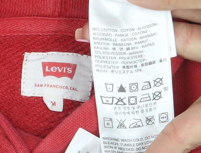 Levi's Men's Red Pullover Hoodie M Logo Graphic Hooded Sweatshirt