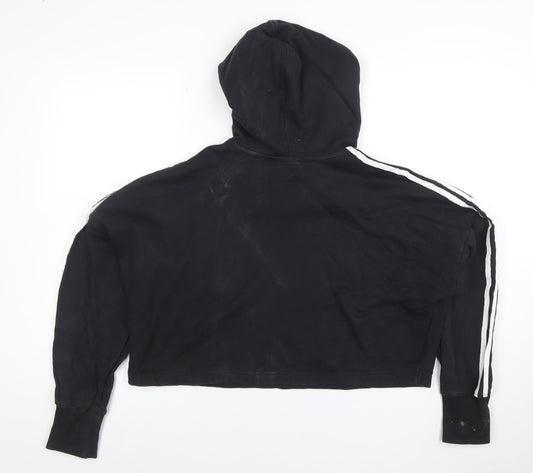 Adidas Women's Black Cropped Hoodie XS Cotton Casual Pullover