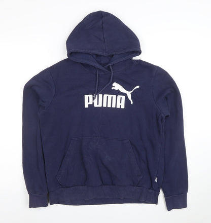 Puma Women's Navy Blue Pullover Hoodie Size M Logo Design