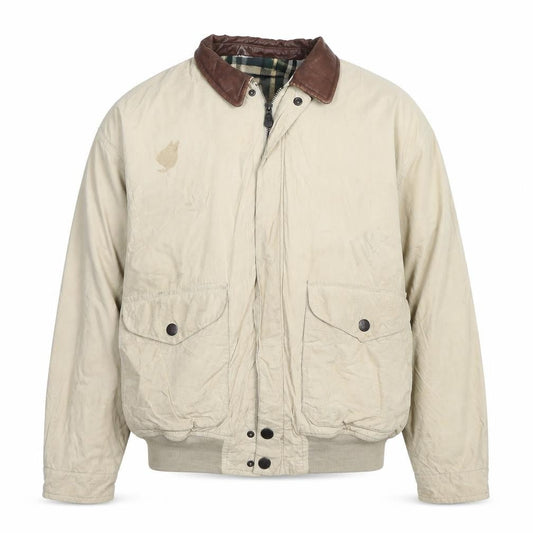 Nautica Men's Beige XL Bomber Jacket with Leather Collar