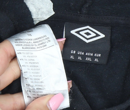 Umbro Men's Black XL Pullover Hoodie with Logo and Kangaroo Pocket