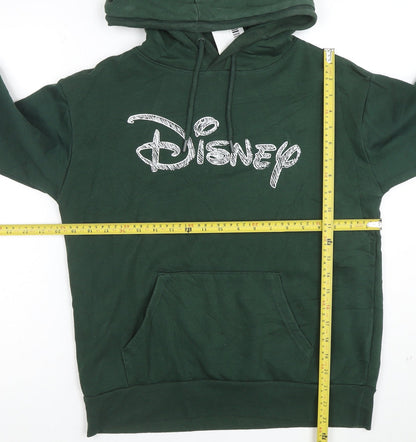 Disney Women's Green Pullover Hoodie XS Relaxed Fit Cotton Blend