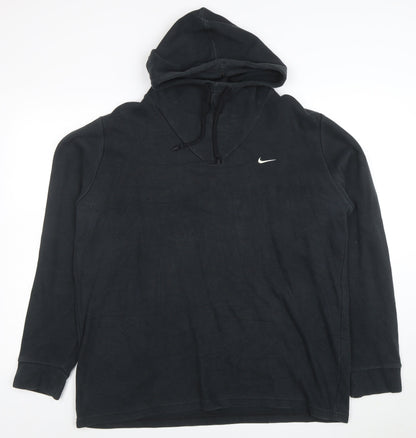 Nike Women's Black Pullover Hoodie Size 16 V-Neck Logo Sweatshirt