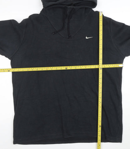Nike Women's Black Pullover Hoodie Size 16 V-Neck Logo Sweatshirt