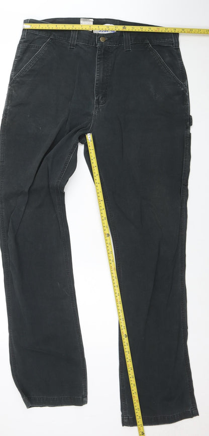 Carhartt Men's Black 38x36 Relaxed Fit Carpenter Work Trousers