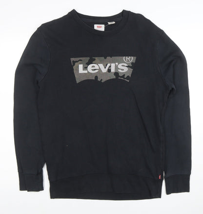 Levi's Men's Black Crew Neck Logo Sweatshirt Size S Regular Fit