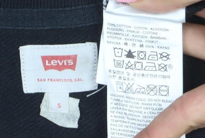 Levi's Men's Black Crew Neck Logo Sweatshirt Size S Regular Fit