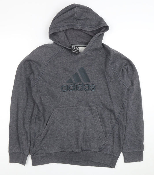 Adidas Boys Grey Pullover Hoodie 13-14 Years Performance Essentials