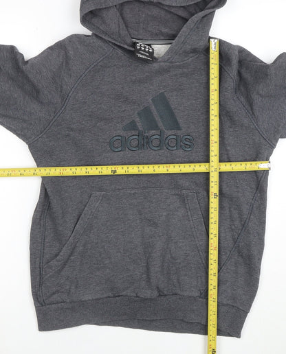 Adidas Boys Grey Pullover Hoodie 13-14 Years Performance Essentials