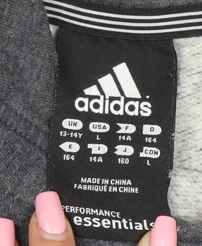 Adidas Boys Grey Pullover Hoodie 13-14 Years Performance Essentials