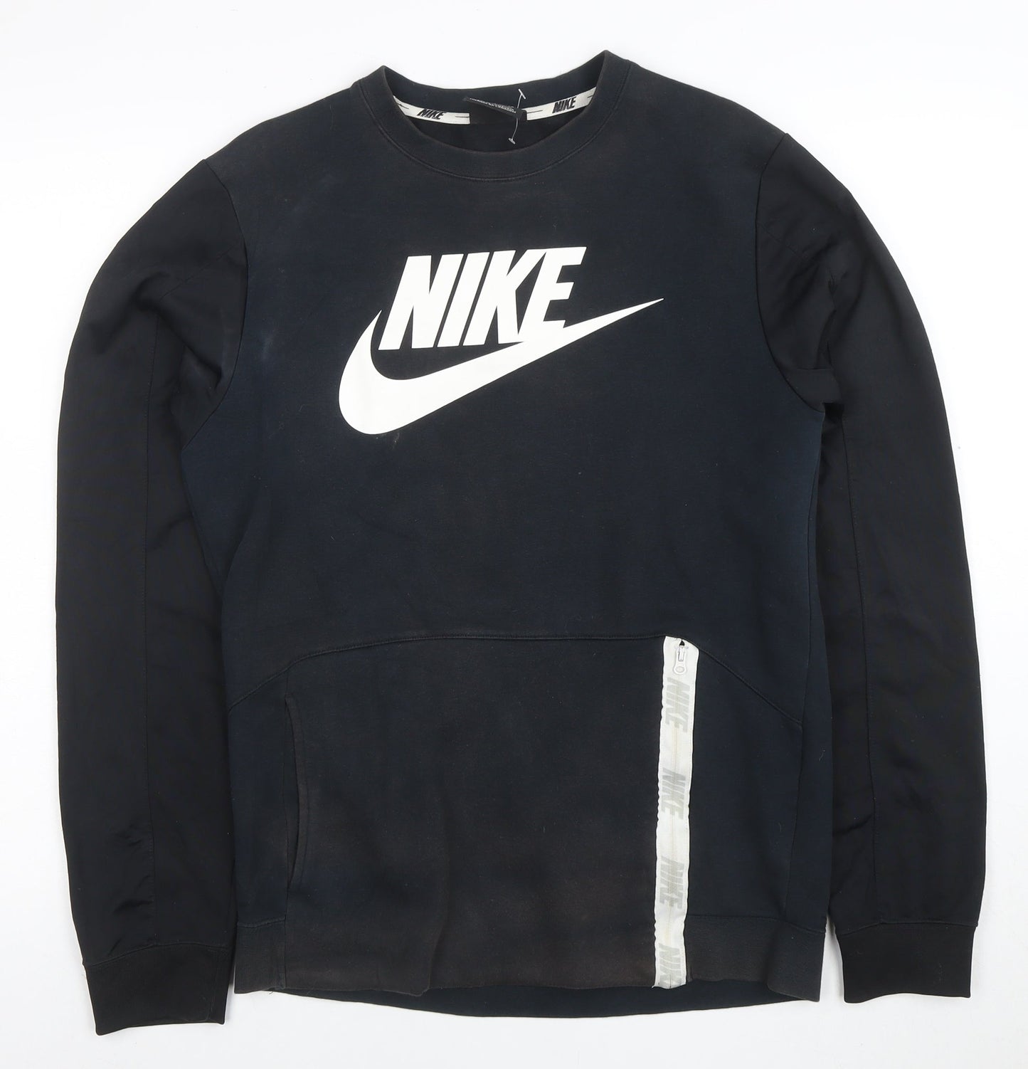 Nike Men's Black S Pullover Sweatshirt with Zip Pocket