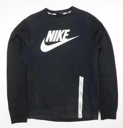 Nike Men's Black S Pullover Sweatshirt with Zip Pocket