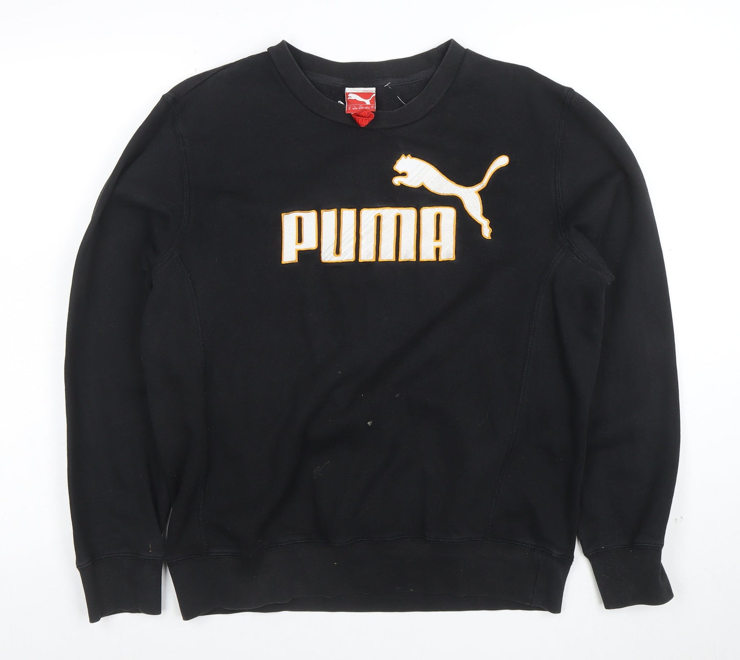 Puma Mens Black Medium Sweatshirt Crew Neck Logo Front Pullover