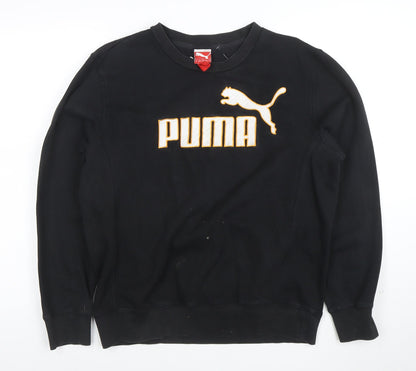 Puma Mens Black Medium Sweatshirt Crew Neck Logo Front Pullover