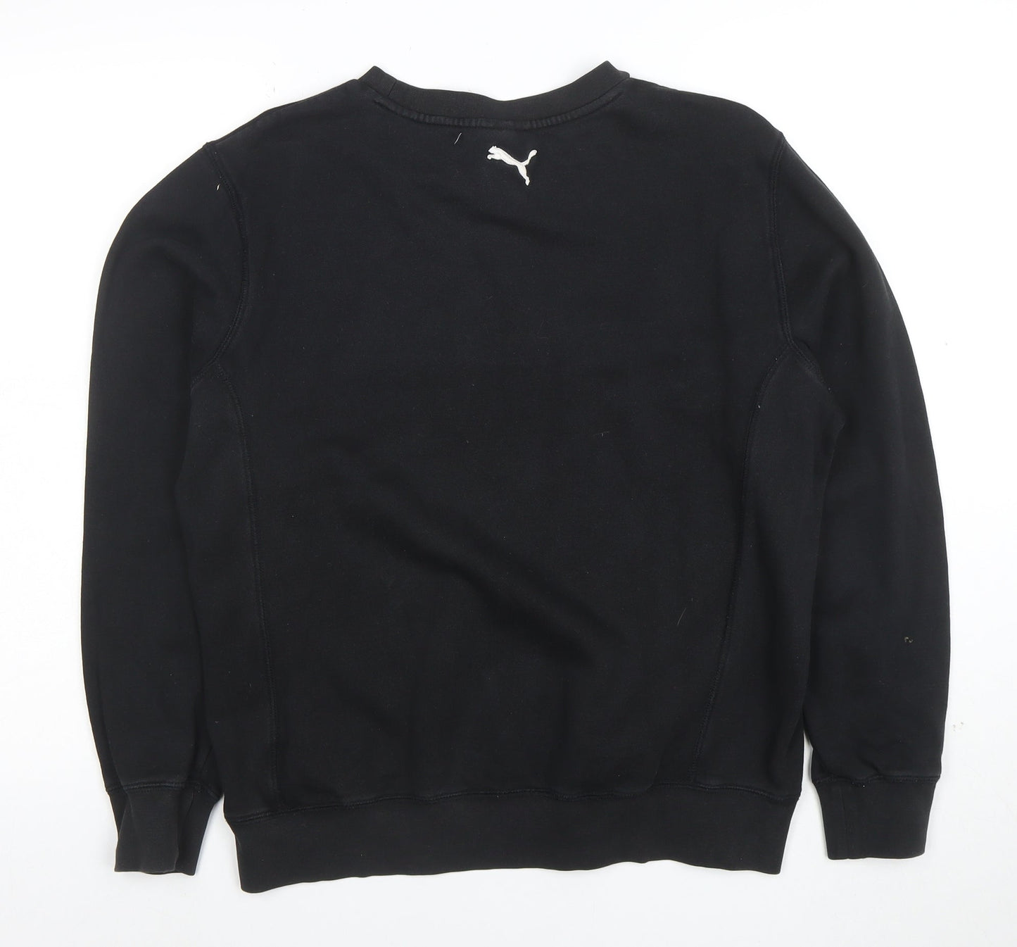 Puma Mens Black Medium Sweatshirt Crew Neck Logo Front Pullover