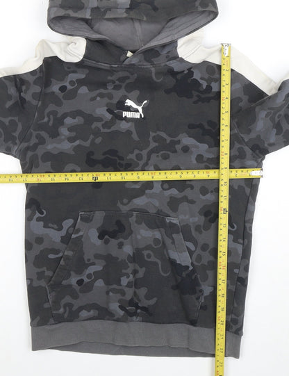 PUMA Boys Grey Camouflage Pullover Hoodie - Size 13-14 Years Cotton Blend