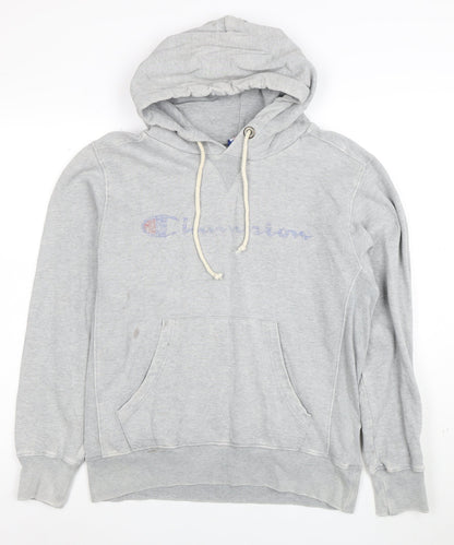 Champion Men's Grey Medium Pullover Hoodie with Logo