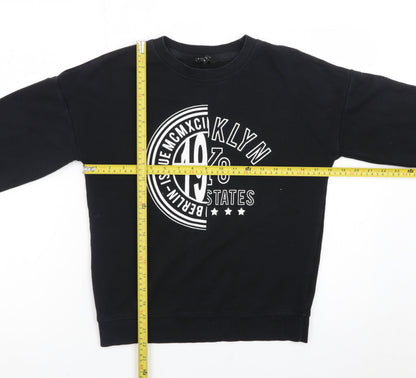 New Look Women's Black Graphic Crew Neck Sweatshirt Size 6