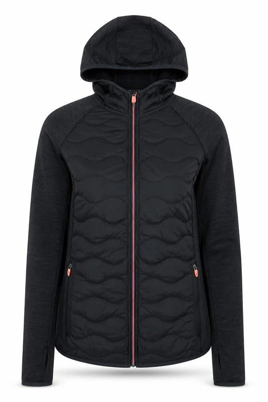 Front view of St. Bernard for Dunnes Stores women’s black xs hooded puffer jacket