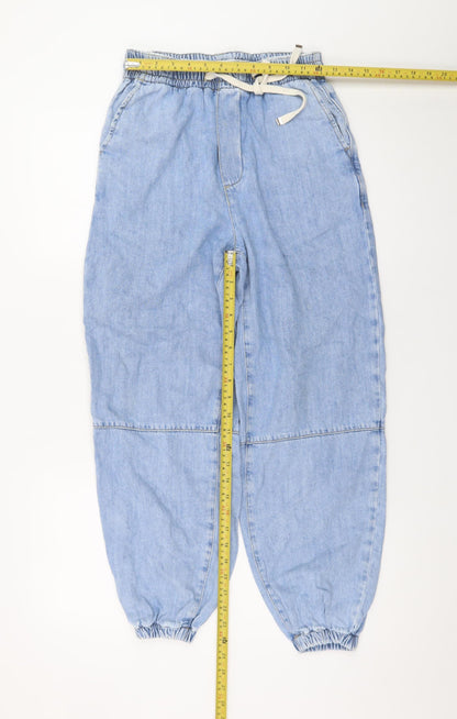 Zara Women's Blue XS Jogger Jeans Relaxed Fit Elastic Waist Denim