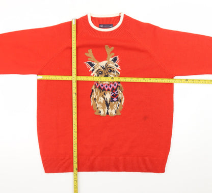 Marks and Spencer Women Red Dog Christmas Jumper M Pullover Knit