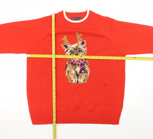 Marks and Spencer Women Red Dog Christmas Jumper M Pullover Knit