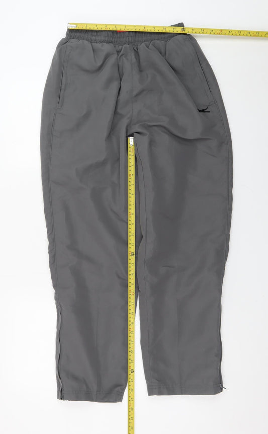 Slazenger Men Grey M Jogger Sweatpants Elastic Waist Ankle Zip