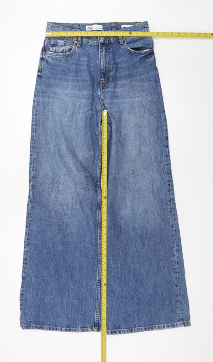 ZARA Women's Blue High Rise Wide-Leg Jeans Size 8