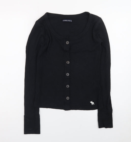Abercrombie & Fitch Women’s Black Slim Fit Long Sleeve Button-Up Top M