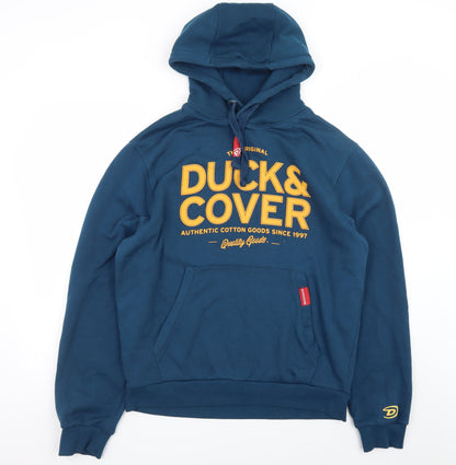 Duck & Cover Men's Blue XL Pullover Hoodie with Logo Print