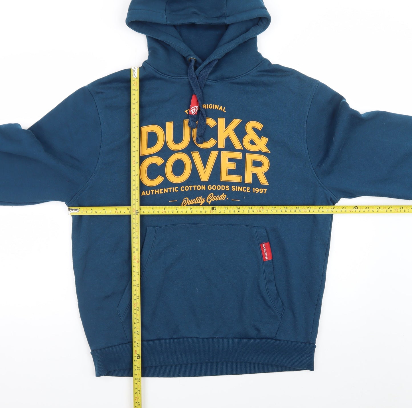 Duck & Cover Men's Blue XL Pullover Hoodie with Logo Print