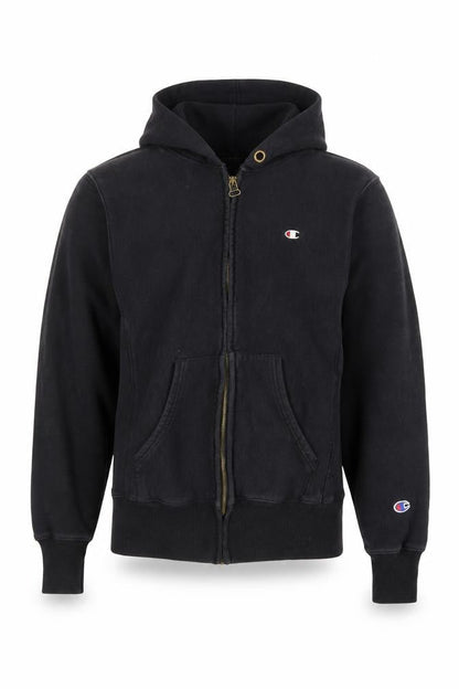 Champion Mens Black Small Full Zip Hoodie Reverse Weave Vintage